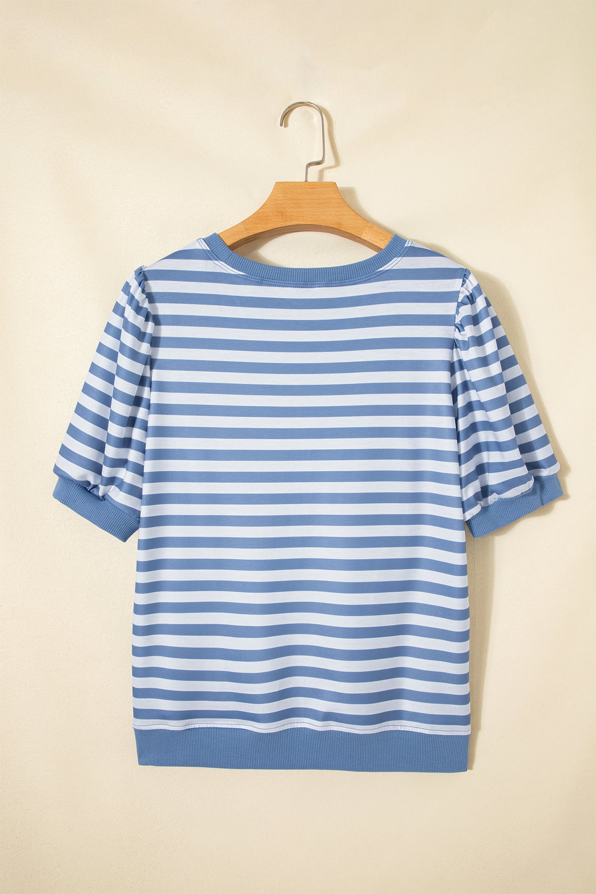 Orange Stripe Short Bubble Sleeve T Shirt