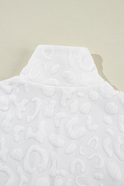 Ensemble t-shirt et short zippés en jacquard léopard blanc