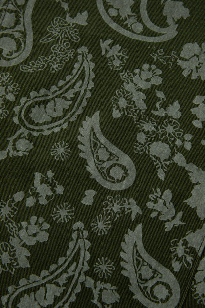 Green Paisley Print Harem Denim Pants