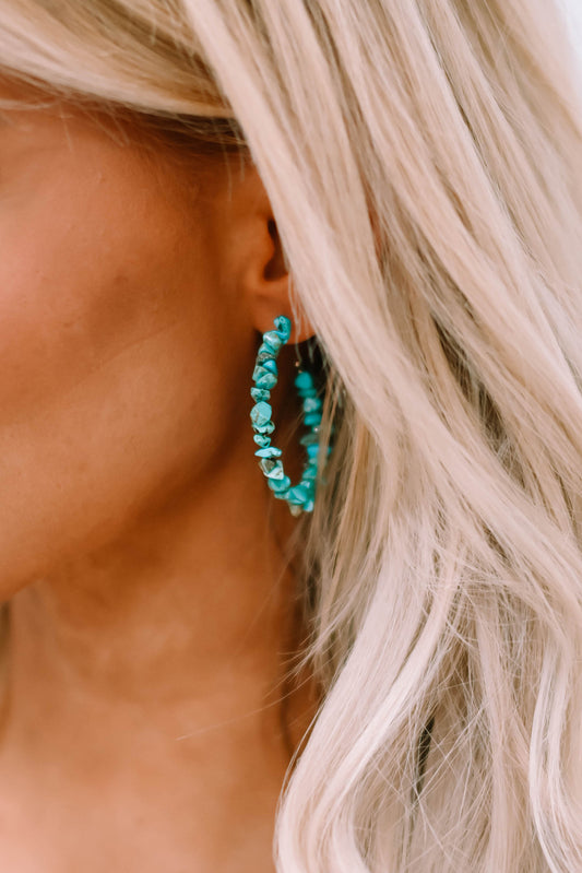 Beaded Turquoise Hoop Earrings