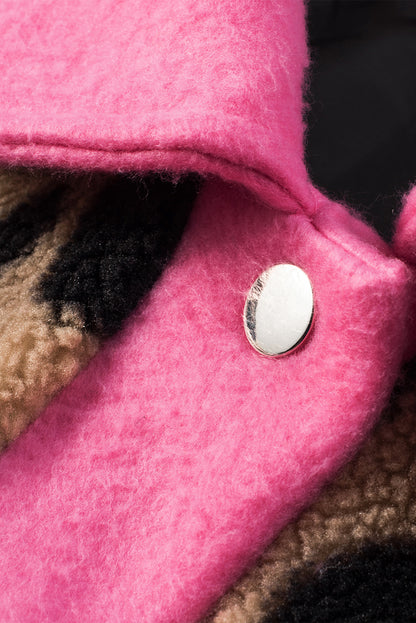 Veste Teddy léopard à bordure contrastante