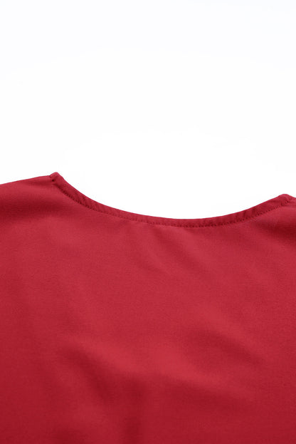 Chemisier à manches courtes et col en V avec bordure en dentelle