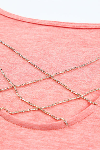 Débardeur ample à bretelles et strass