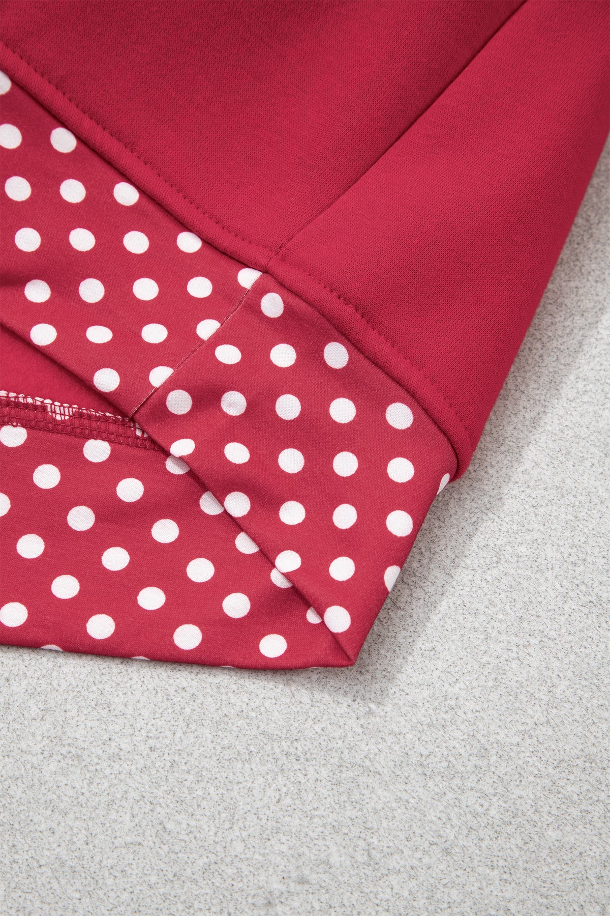 Red Dahlia Colorblock Polka Dot Contrast Trim Oversized Sweatshirt