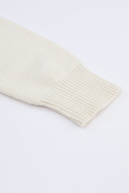 Cárdigan con botones y cuello redondo de canalé con ribete de encaje verde