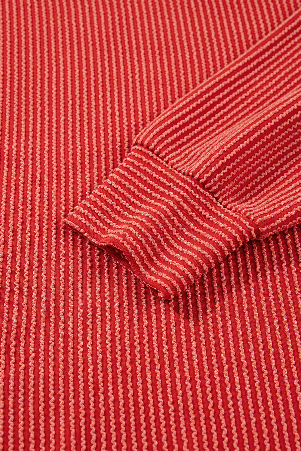 Fiery Red Twisted Rib Outlined Merry Letter Graphic Loose Long Sleeve Top