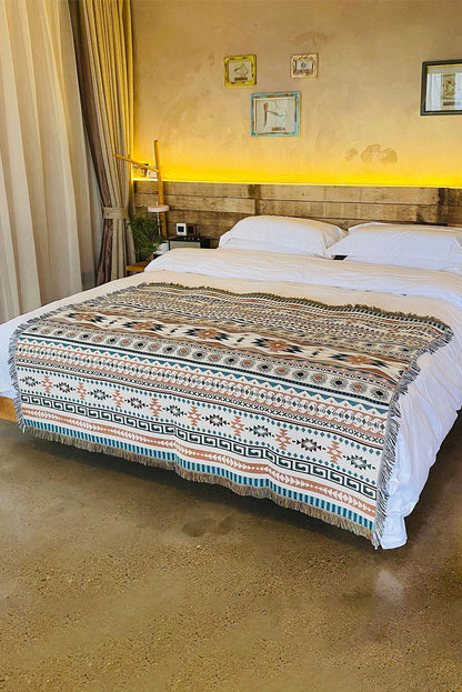 Western Pattern Tasseled Large Blanket