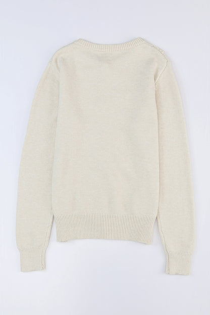 Cárdigan con botones y cuello redondo de canalé con ribete de encaje verde