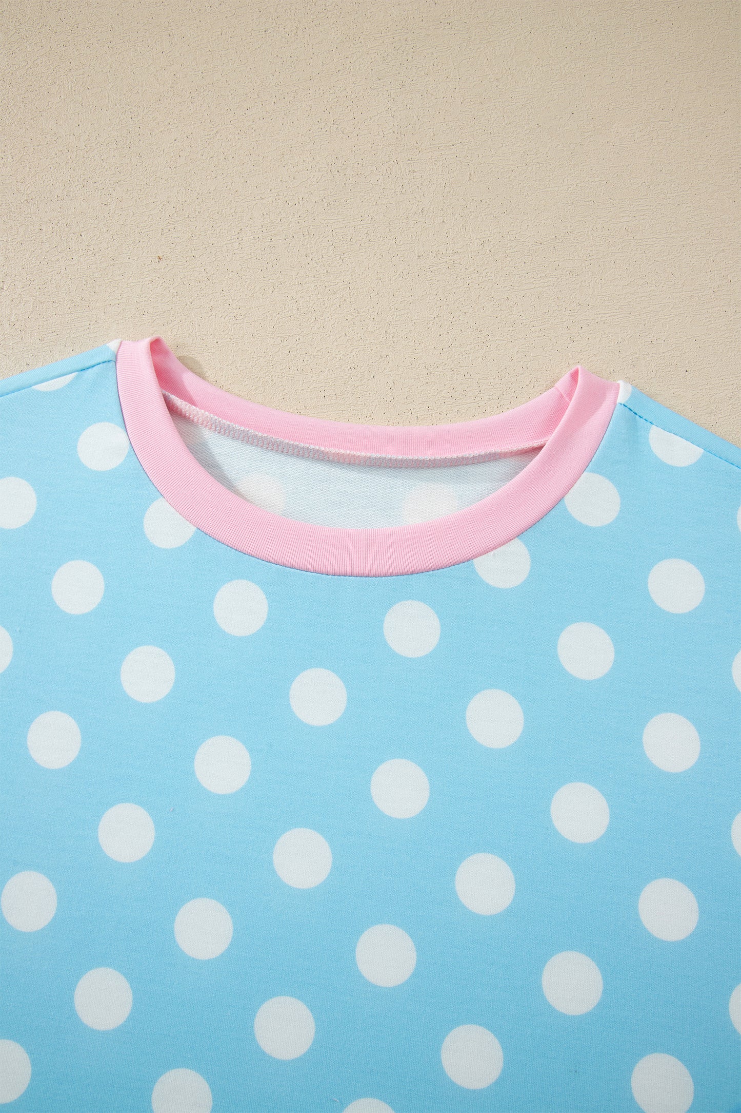 Sky Blue Polka Dot Short Sleeve Top and Pants Set