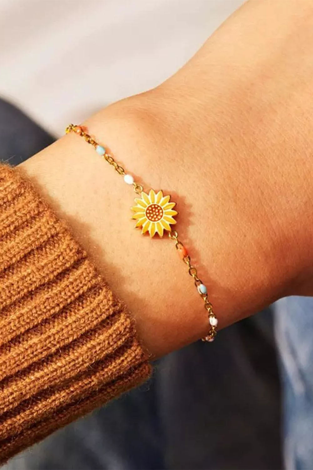 Pulsera de cuentas de colores de girasol