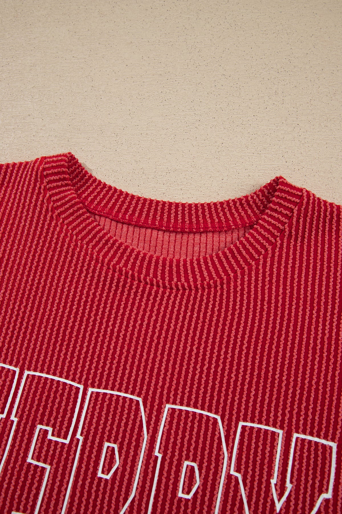 Racing Red MERRY Corded Long Sleeve Top and Pockets Pants Set