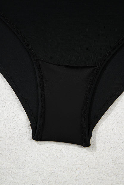 Black Sleeveless Strappy Halter Neck Sexy One Piece Swimsuit