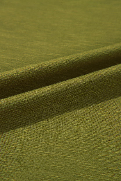 T-shirt patchwork à manches longues et imprimé floral vert fougère