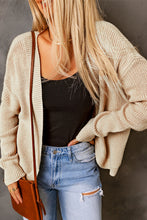Drop Shoulder Open Front Knitted Cardigan