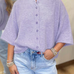 Lavendula 3/4 Sleeve Boxy Knit Button Down Sweater Cardigan