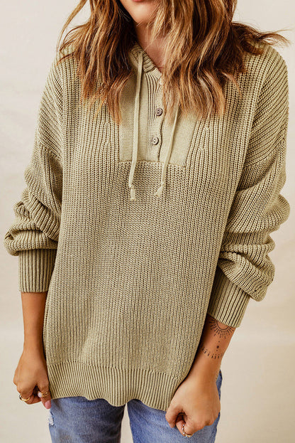 Pull à capuche col V Henley 