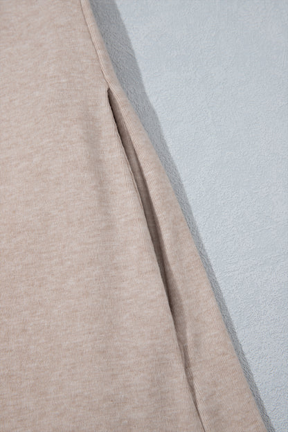 Parchment Solid Color Long Sleeve Casual Tunic Shift Cardigan