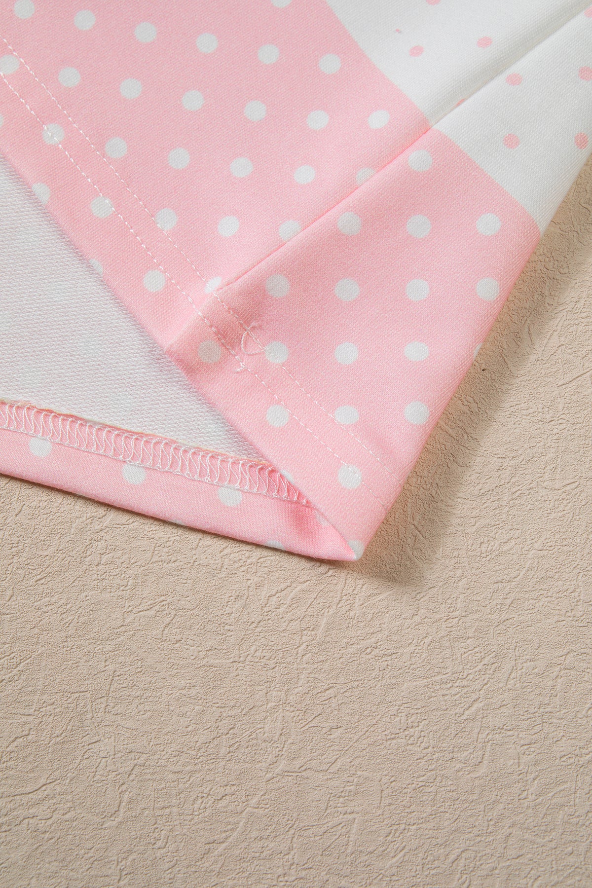 Pink Polka Dot Patchwork Colorblock Long Sleeve Top