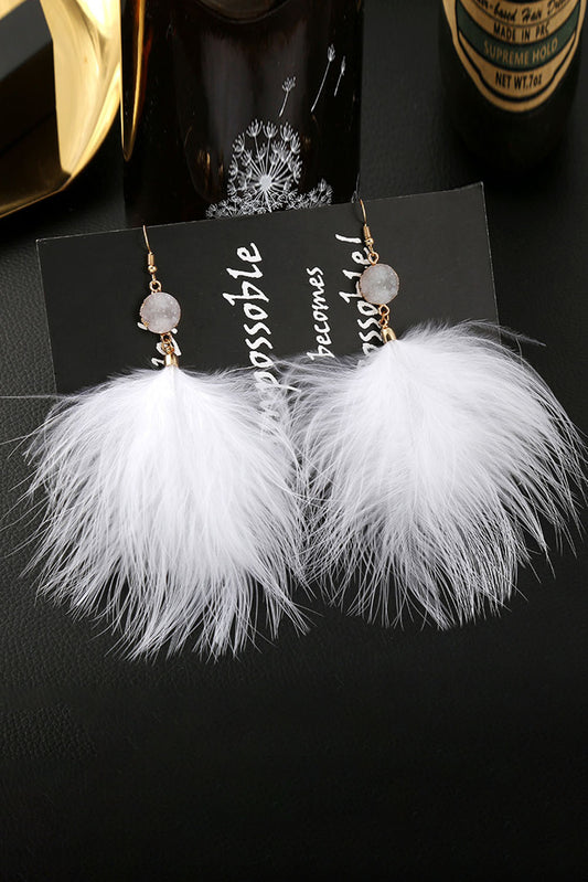 Pendientes de plumas elegantes grises 