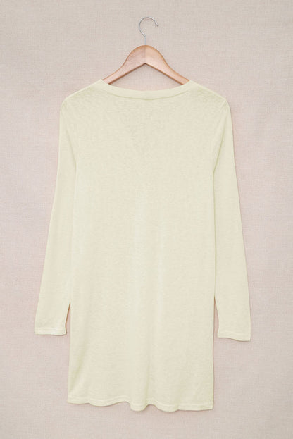 Cardigan ouvert à boutons de couleur unie beige