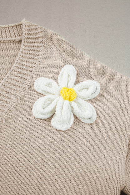 Cardigan boutonné élégant à motif floral en parchemin