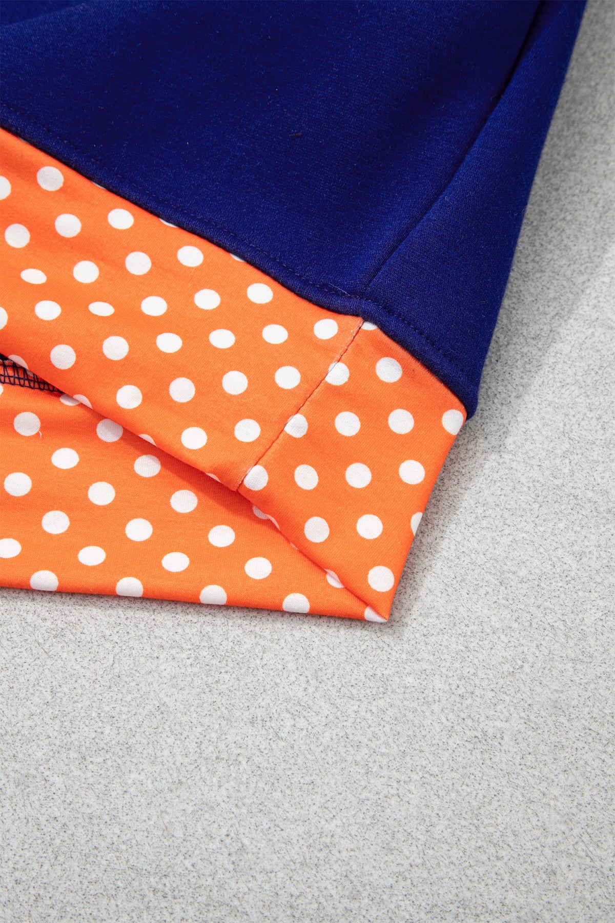 Sail Blue Polka Dot Letter Print Contrast Trim Mock Neck Sweatshirt