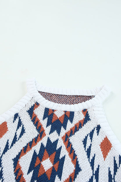 Débardeur tricoté à imprimé géométrique aztèque 