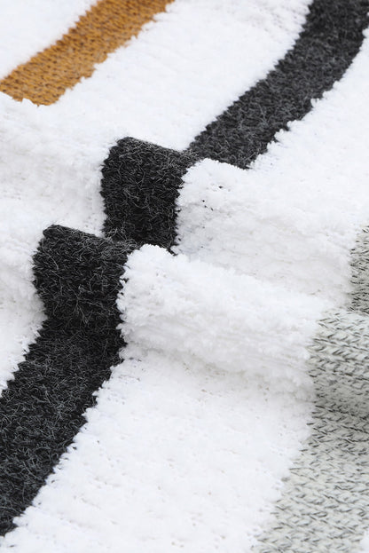 Pull rayé en maille popcorn 