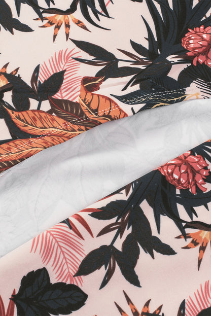 Robe mi-longue moulante fendue à épaules dénudées et imprimé floral bleu foncé