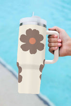Light French Beige Flower Print Handle Stainless Vacuum 1200ml