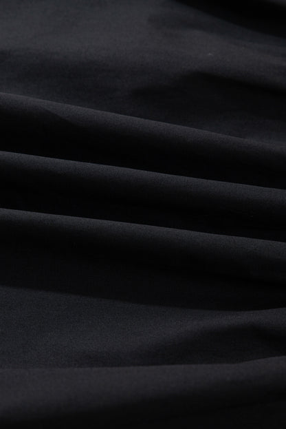 Black Contrast Trim Knot Cuffs Plus Size V Neck Mini Dress