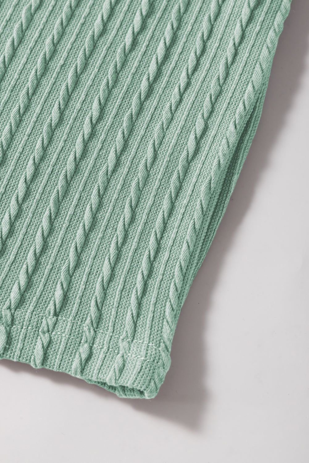 Moonlight Jade Solid Color Textured Flutter Sleeve Top