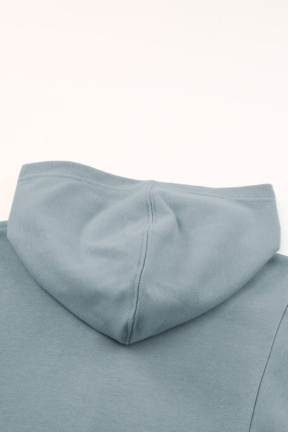 Sweat à capuche Henley surdimensionné avec poches latérales et patchwork de roses