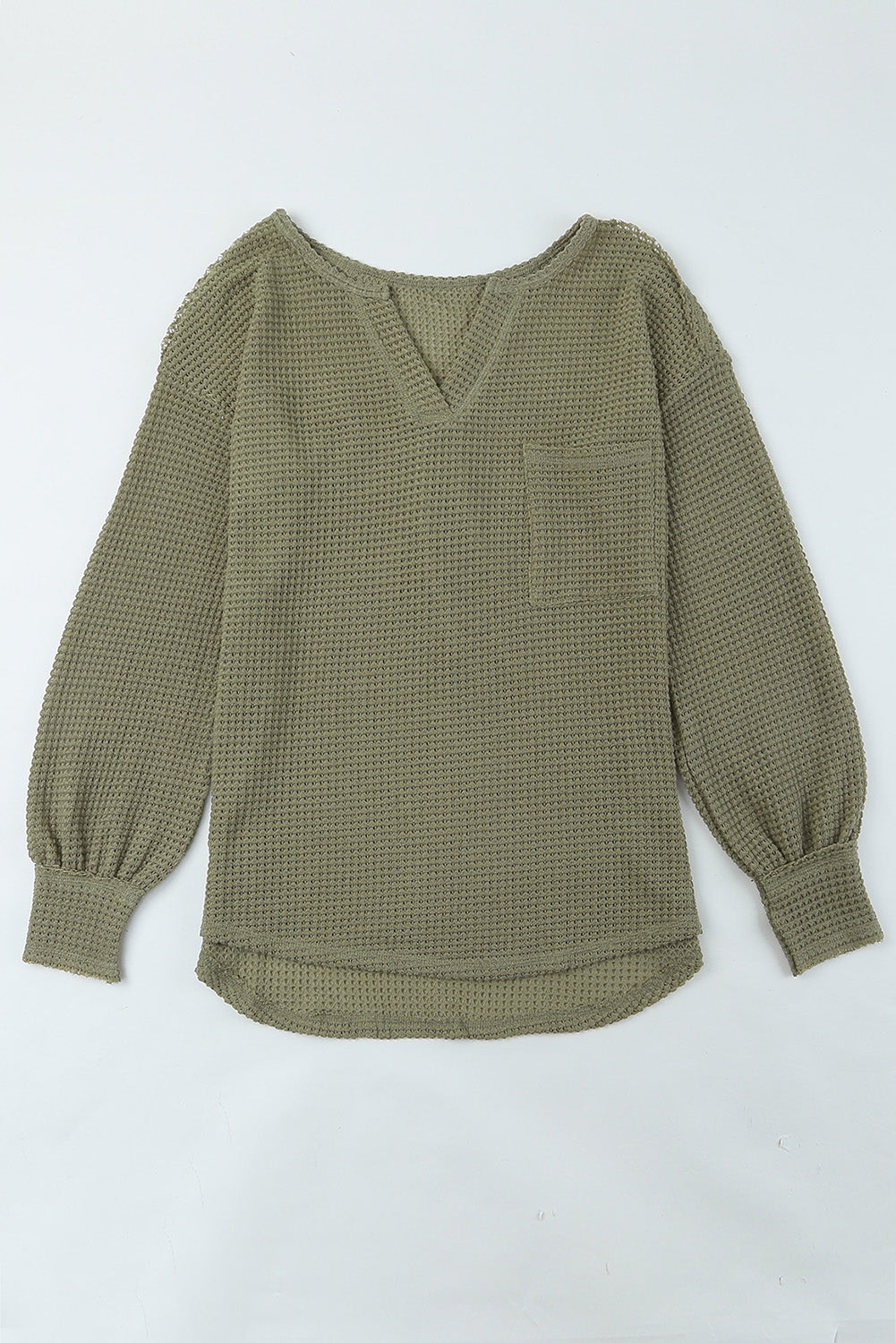 Haut ample en tricot gaufré à col fendu et poches