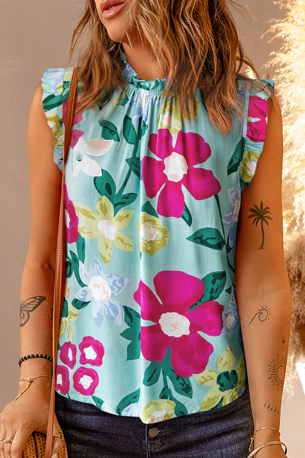 Débardeur à volants et imprimé floral