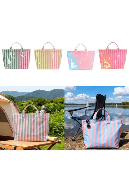 Glossy Striped Vinyl Large Tote Bag