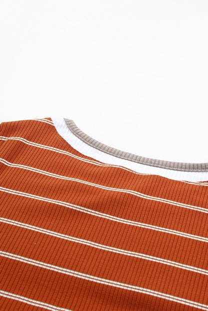 Pull rayé en tricot côtelé à poignets color block