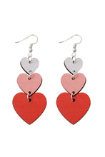 Red Valentines Day Heart Shape Tiered Dangle Earring