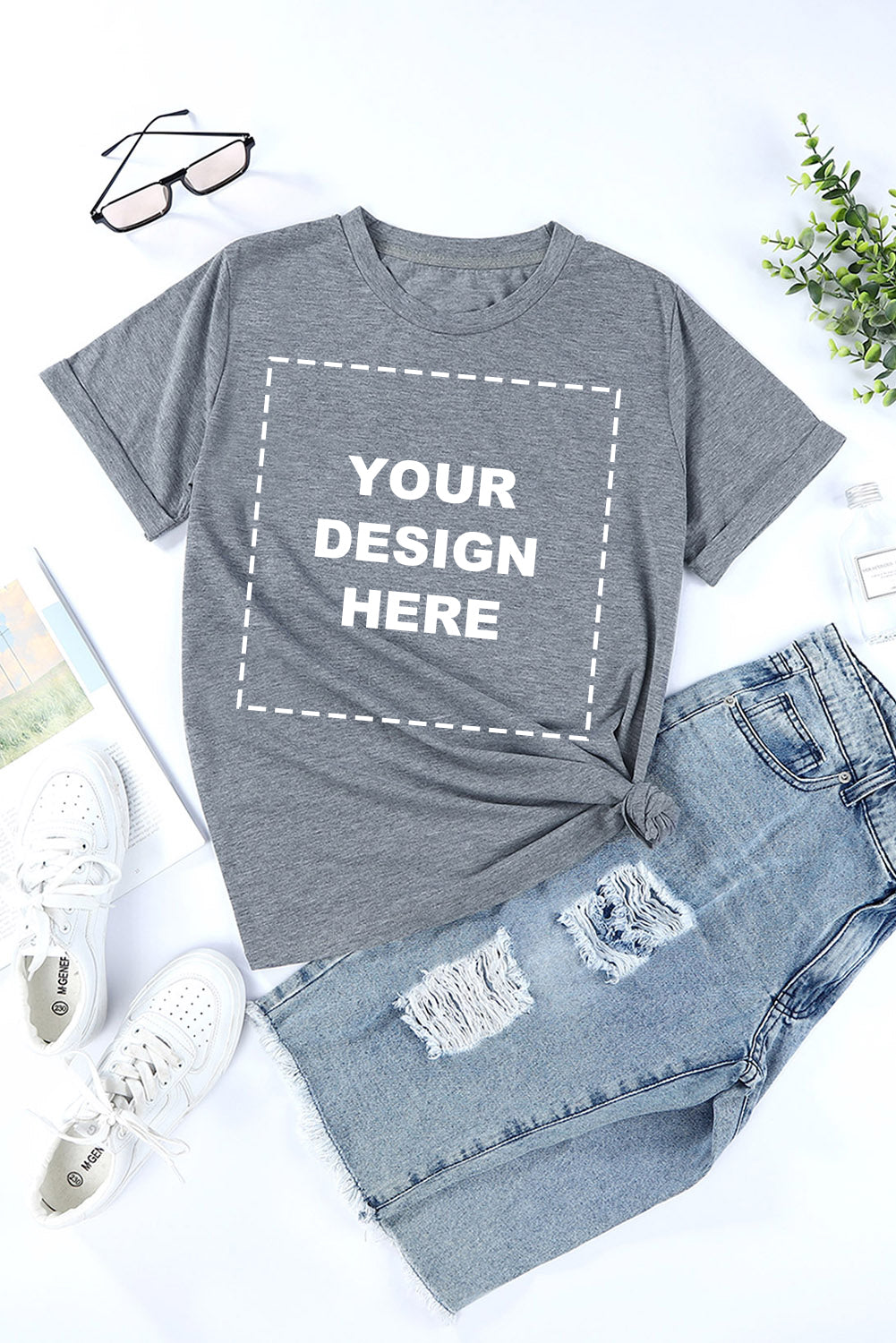 Blank Apparel - T-shirt ras du cou kaki uni personnalisé