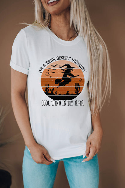 T-shirt graphique à col rond et imprimé lettres d'automne