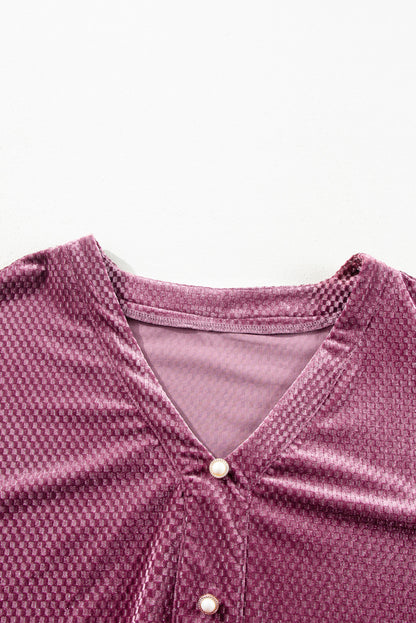Robe à volants en velours texturé grande taille, couleur mauve prairie