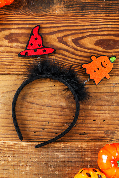 Black Halloween Witch Hat Plush Decor Hairband