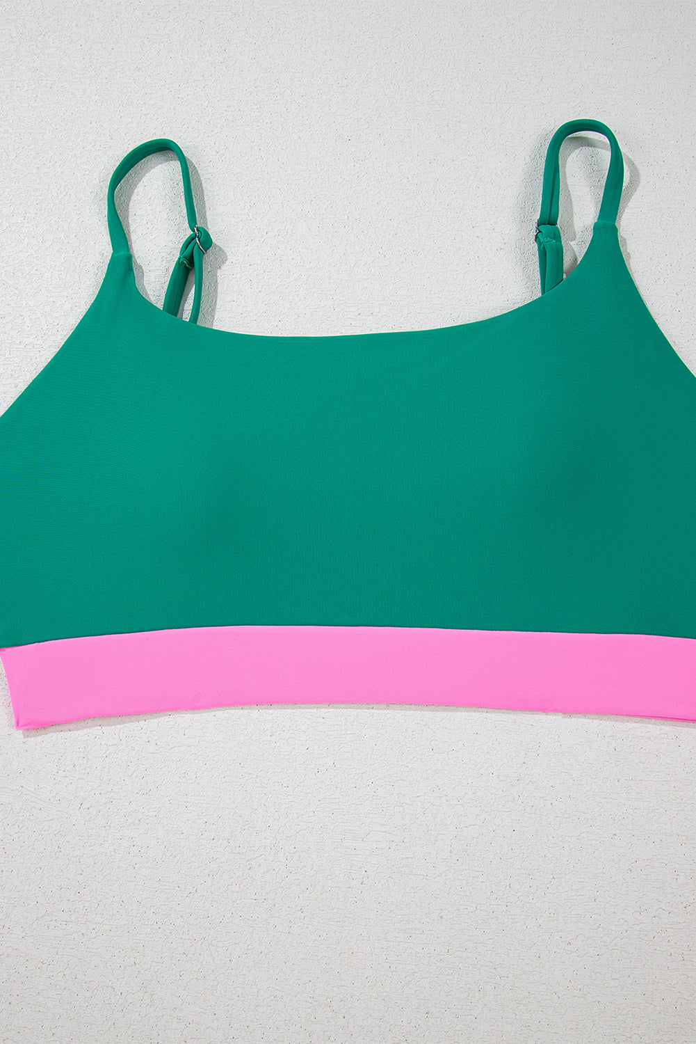 Sea Green Contrast Trim Colorblock Patchwork High Waisted Bikini