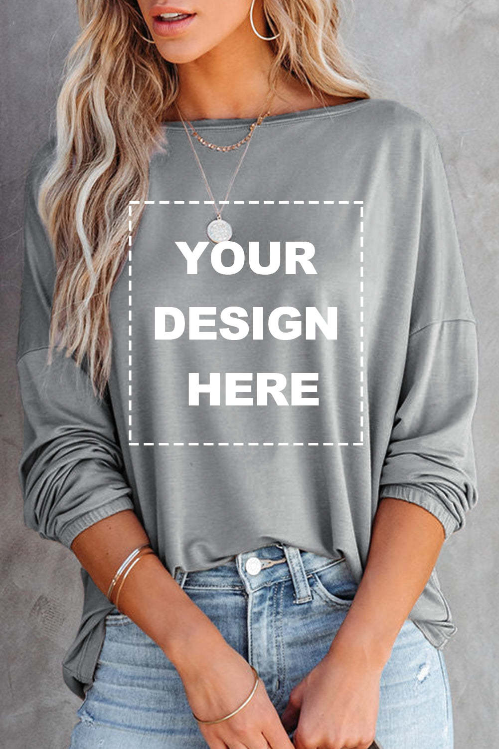 Haut ample à col large et manches chauve-souris 