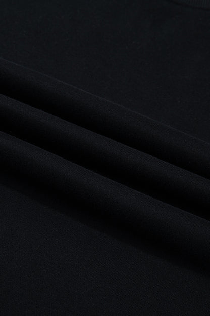 Black Solid Color Oversized Mock Neck Sweatshirt