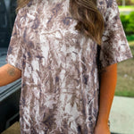 Khaki Camouflage Woodland Print Drop Shoulder Tunic Tee