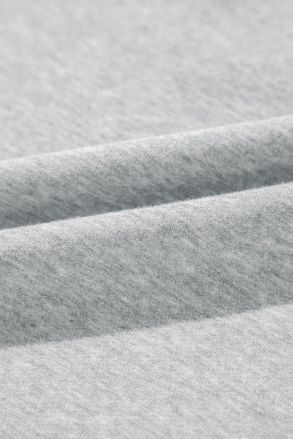 Light Grey Solid Color Fleece Lined Drawstring Hoodie with Pocket