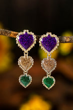 Purple Mardi Gras Shimmer Heart Earrings