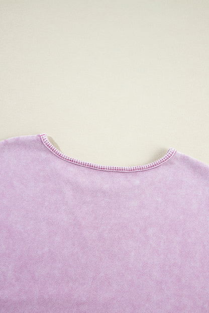 Sweat-shirt à épaules tombantes et délavé minéral aux pétales d'orchidée