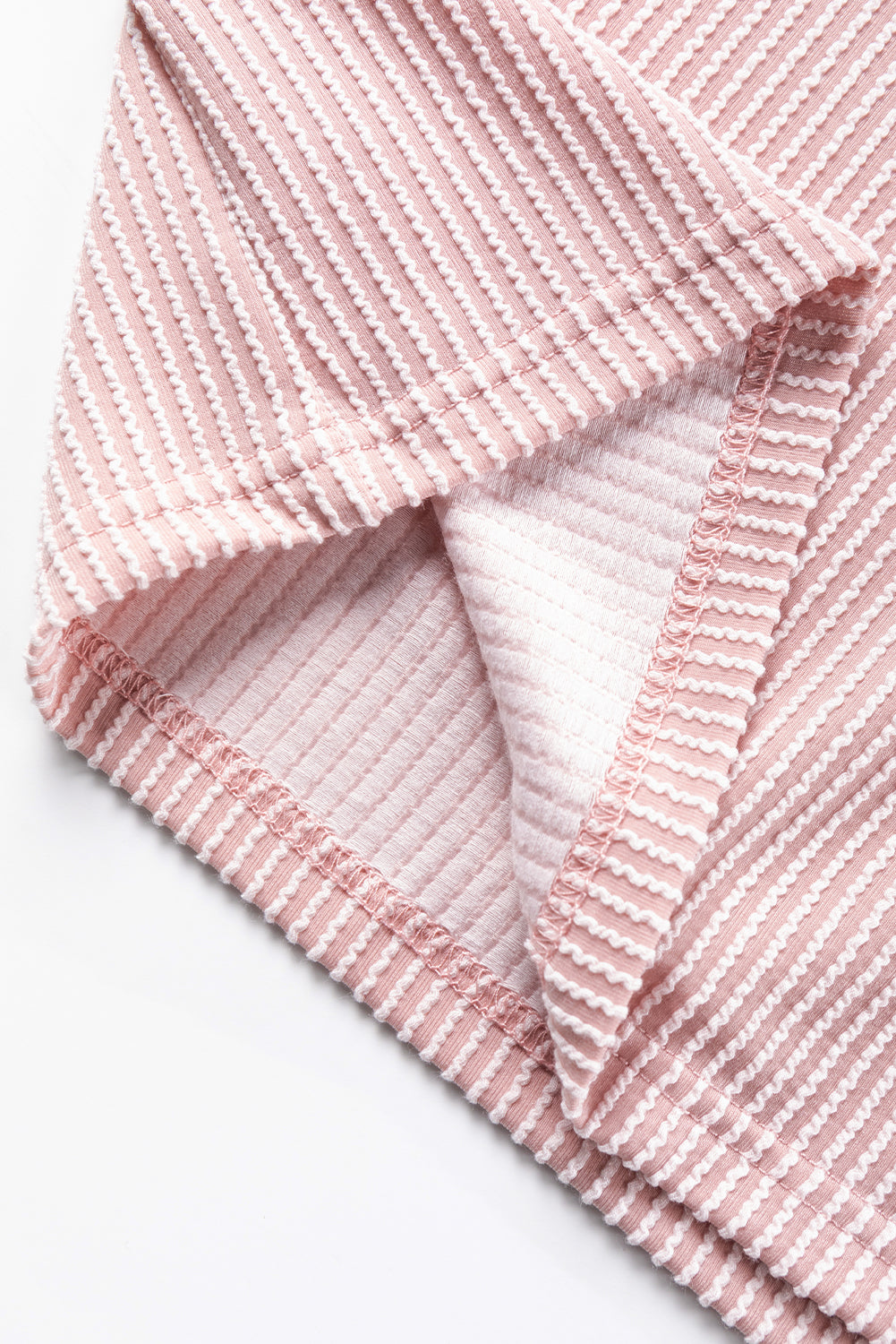 T-shirt texturé côtelé rose à blocs de couleurs